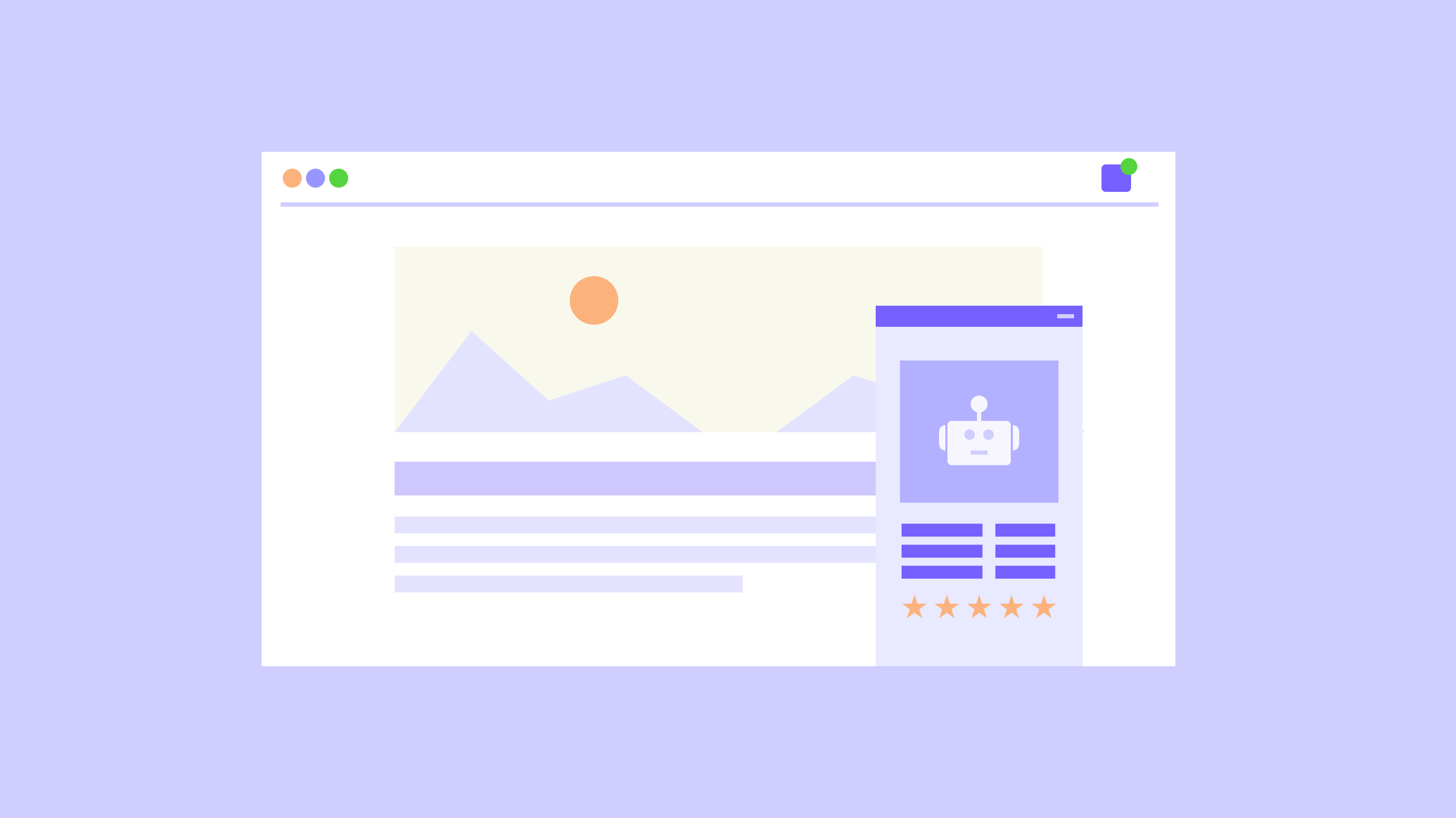 Grafisk illustrasjon av nettleser med ikon av robot