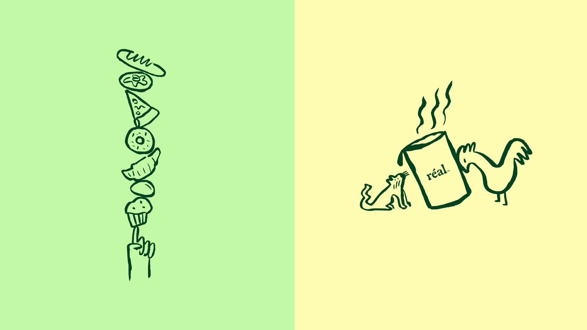 Illustrasjoner til matkonseptet Réal