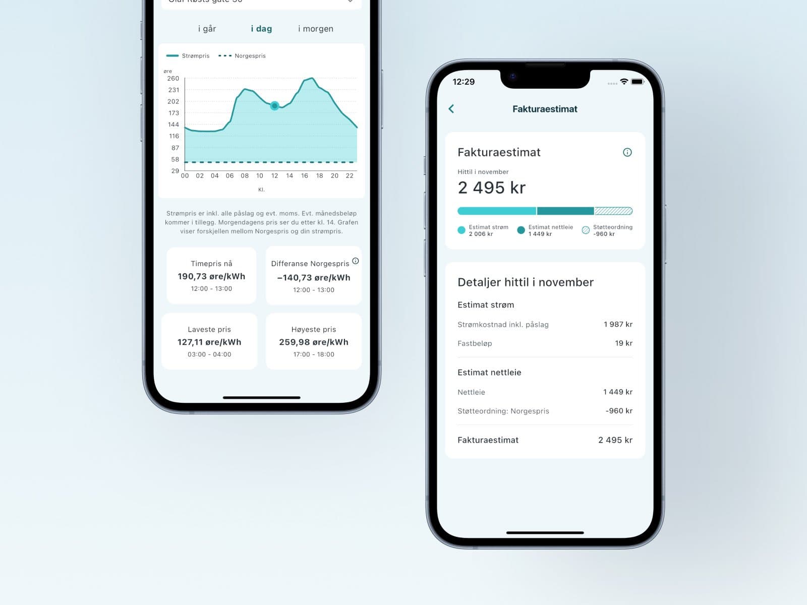 Screenshot fra App'en til Yve