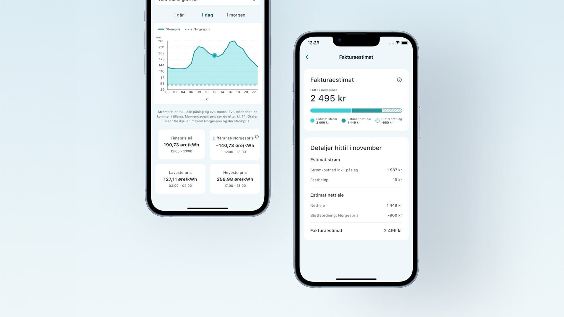 Screenshot fra App'en til Yve
